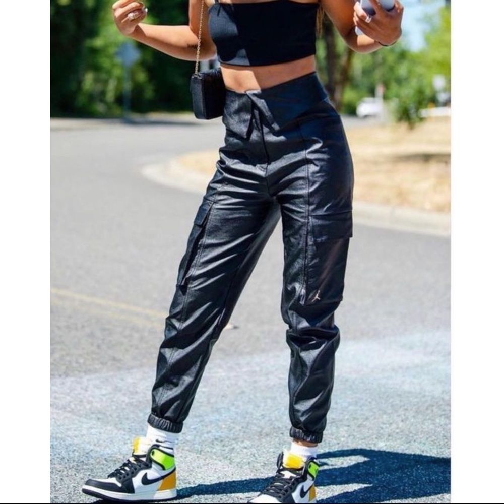 Jordan Court-to-runway Faux Leather Utility Pants